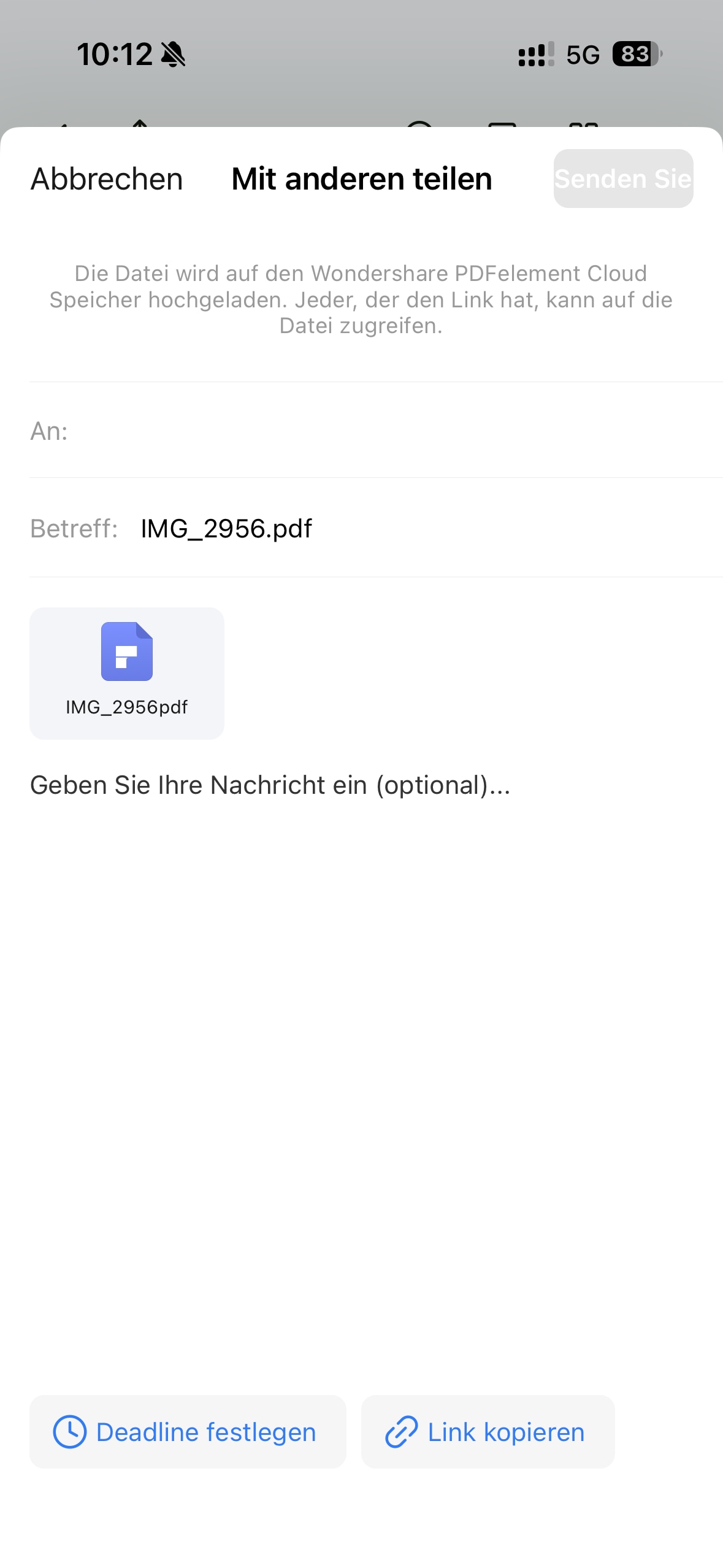 Ihre PDF-Datei wird an andere gesendet.