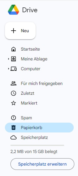 Google Drive Papierkorb